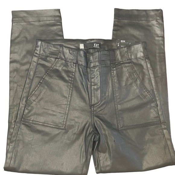 Kut from the Kloth Black Coated Reese Ankle Straight Pants - Picture 6 of 10